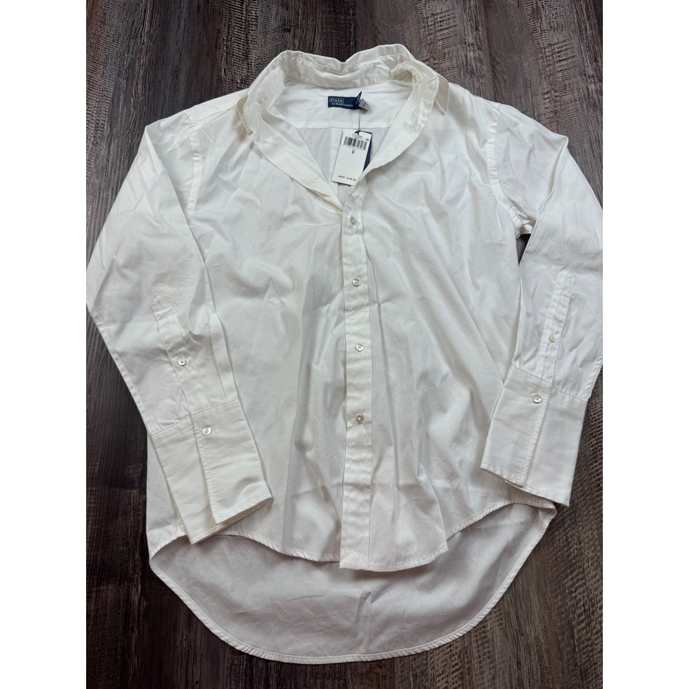 Polo Ralph Lauren Womens White Cotton Button Down Shirt Size 6 New With Tags